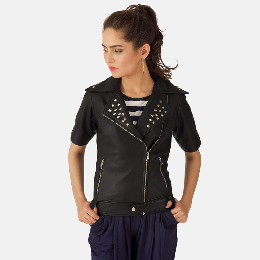 Starlet Black Leather Biker Jacket