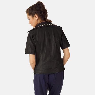 Starlet Black Leather Biker Jacket