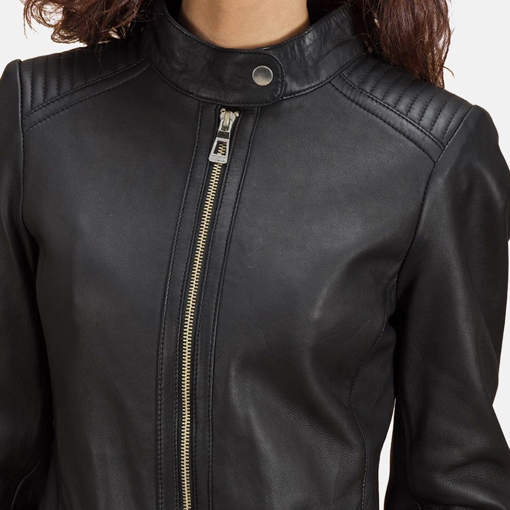 Haley Ray Black Leather Biker Jacket