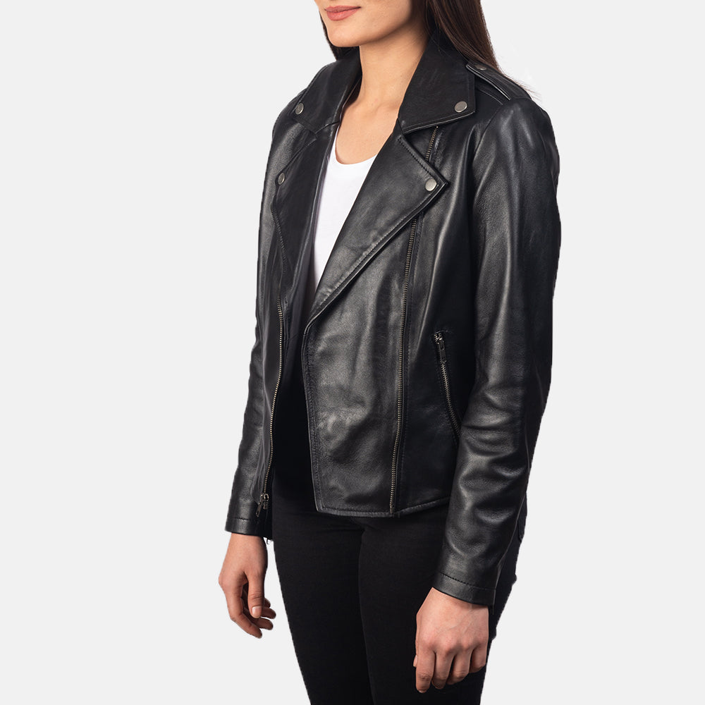 Flashback Black Leather Biker Jacket