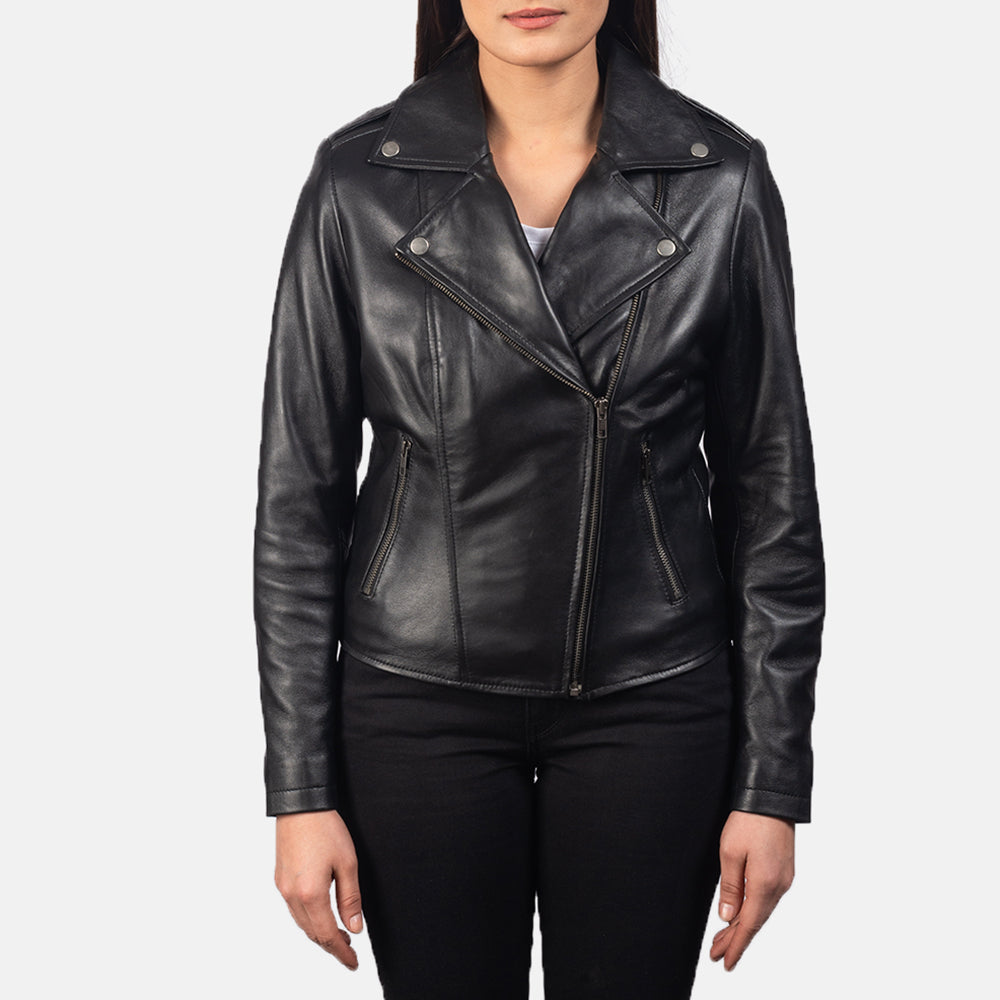 Flashback Black Leather Biker Jacket