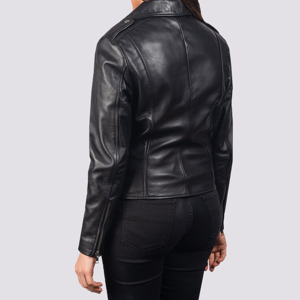 Flashback Black Leather Biker Jacket