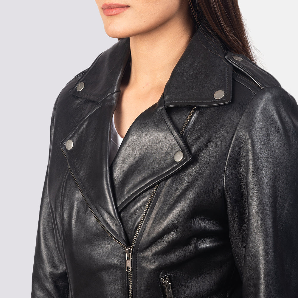 Flashback Black Leather Biker Jacket