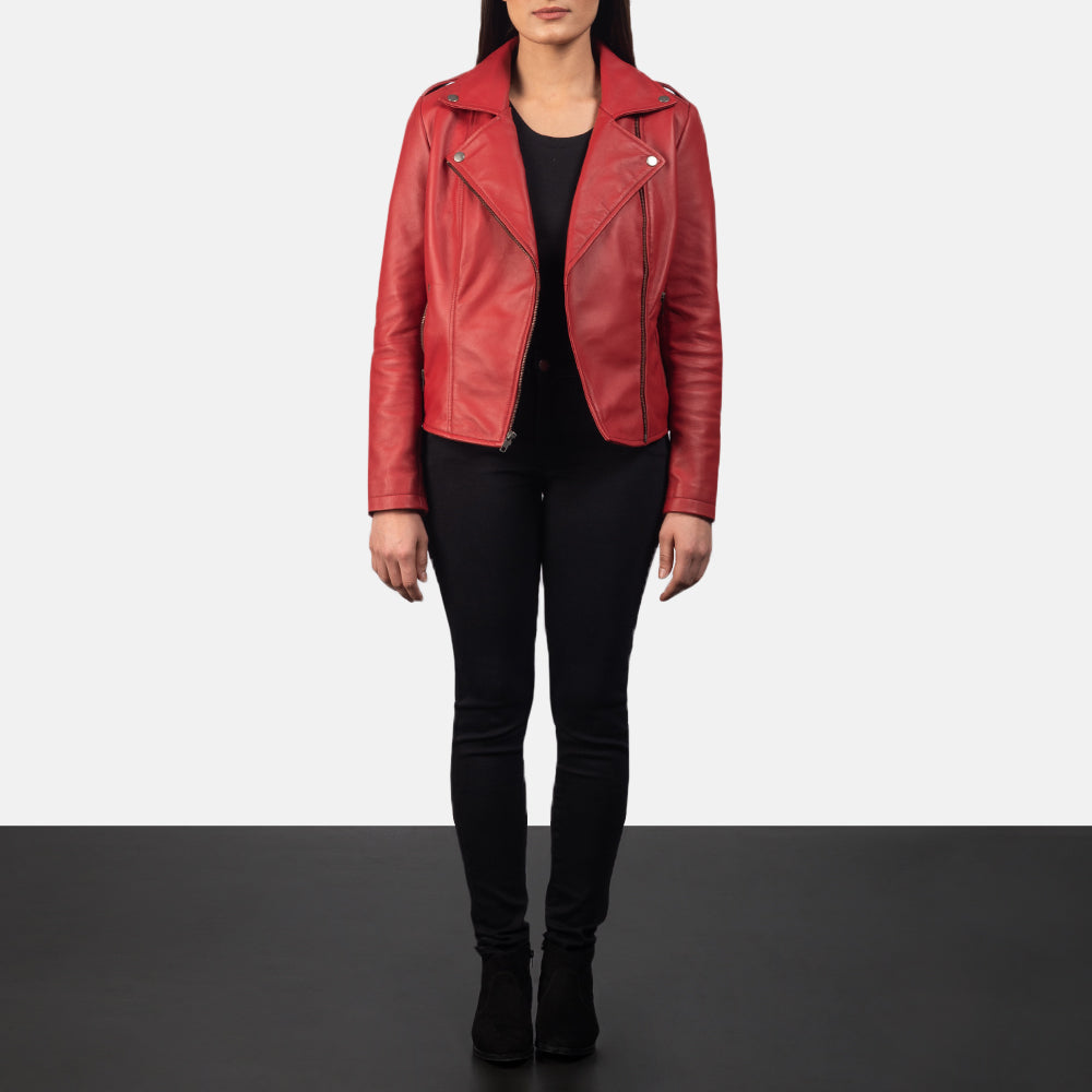 Flashback Red Leather Biker Jacket