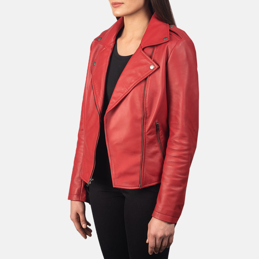 Flashback Red Leather Biker Jacket
