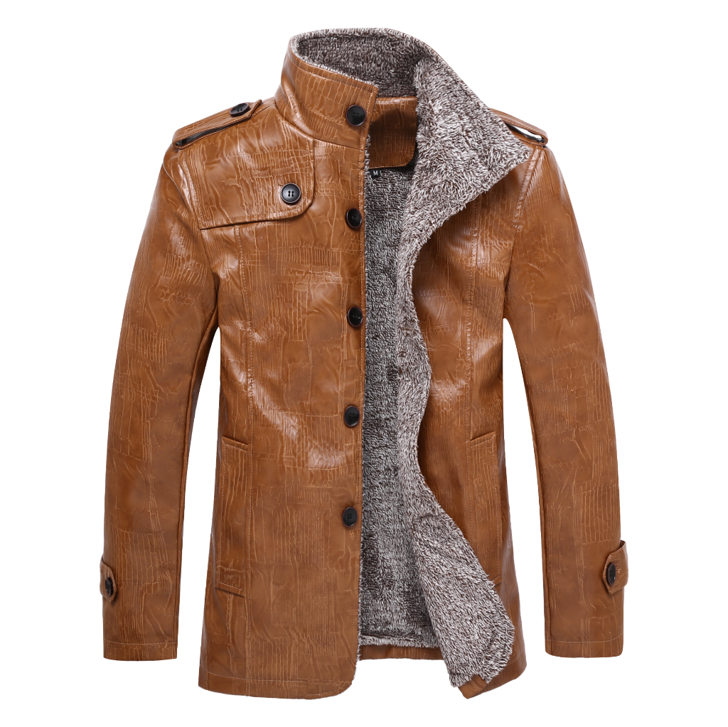 Brown Turndown Collar Long Sleeve Winter Coat