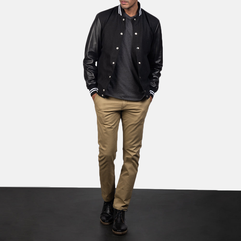 Harrison Black Hybrid Varsity Jacket