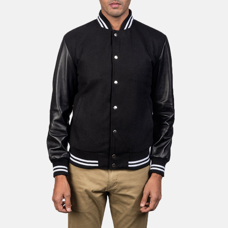 Harrison Black Hybrid Varsity Jacket
