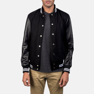 Harrison Black Hybrid Varsity Jacket