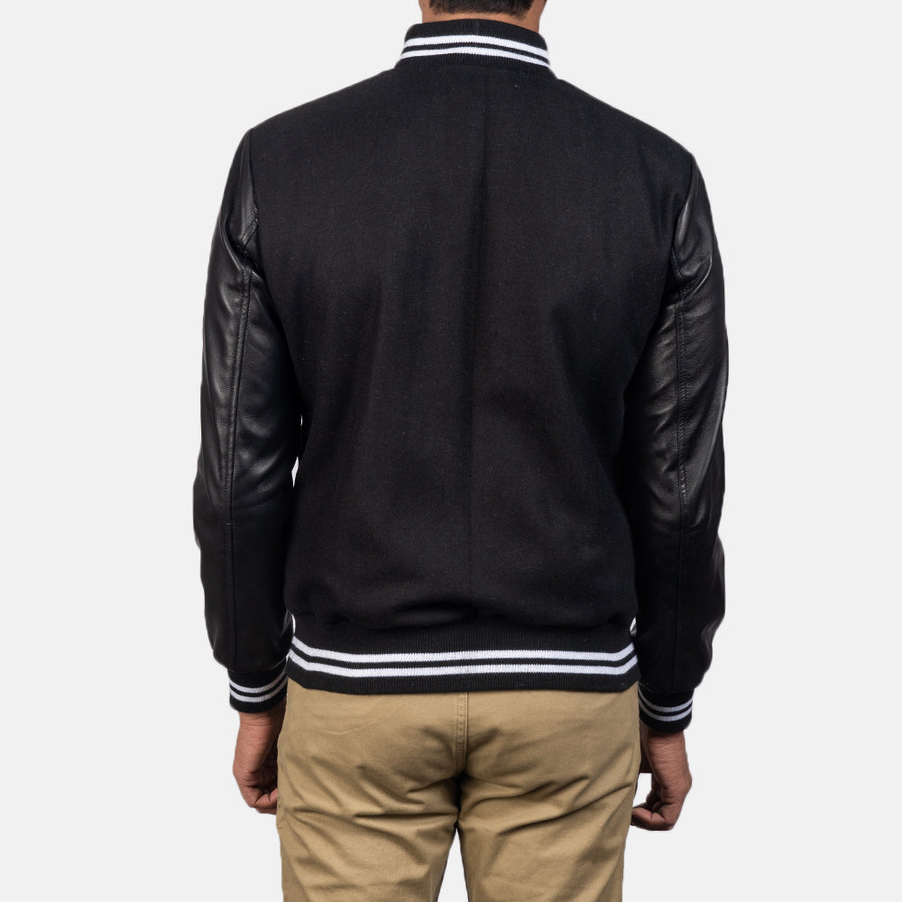 Harrison Black Hybrid Varsity Jacket