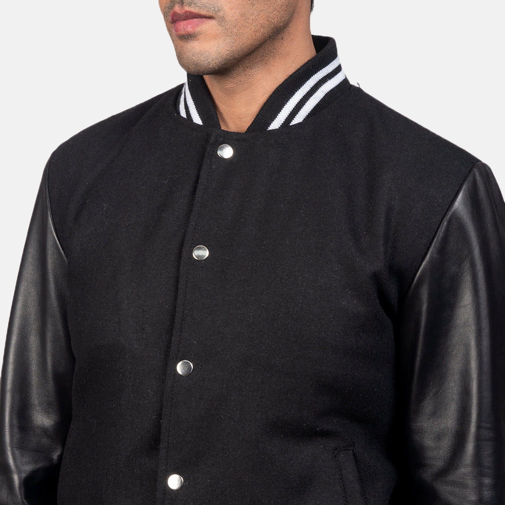 Harrison Black Hybrid Varsity Jacket