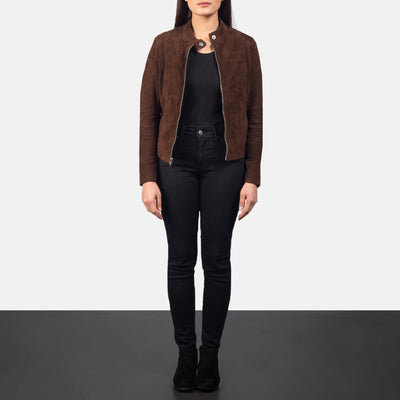 Kelsee Mocha Suede Biker Jacket