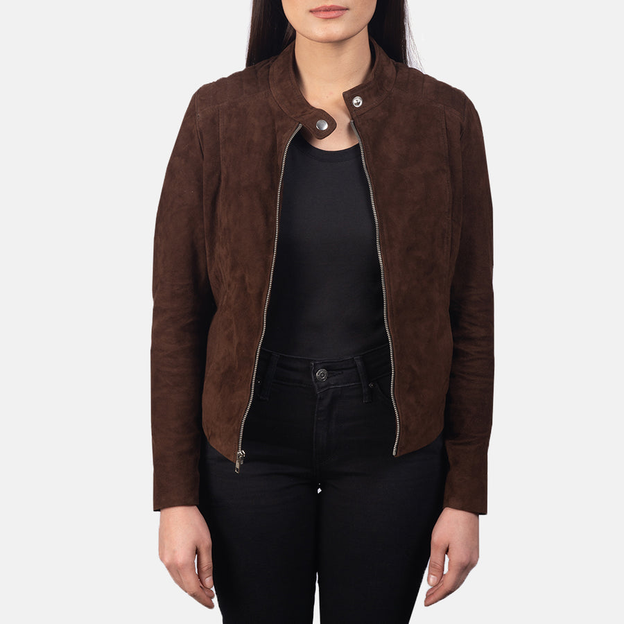 Kelsee Mocha Suede Biker Jacket