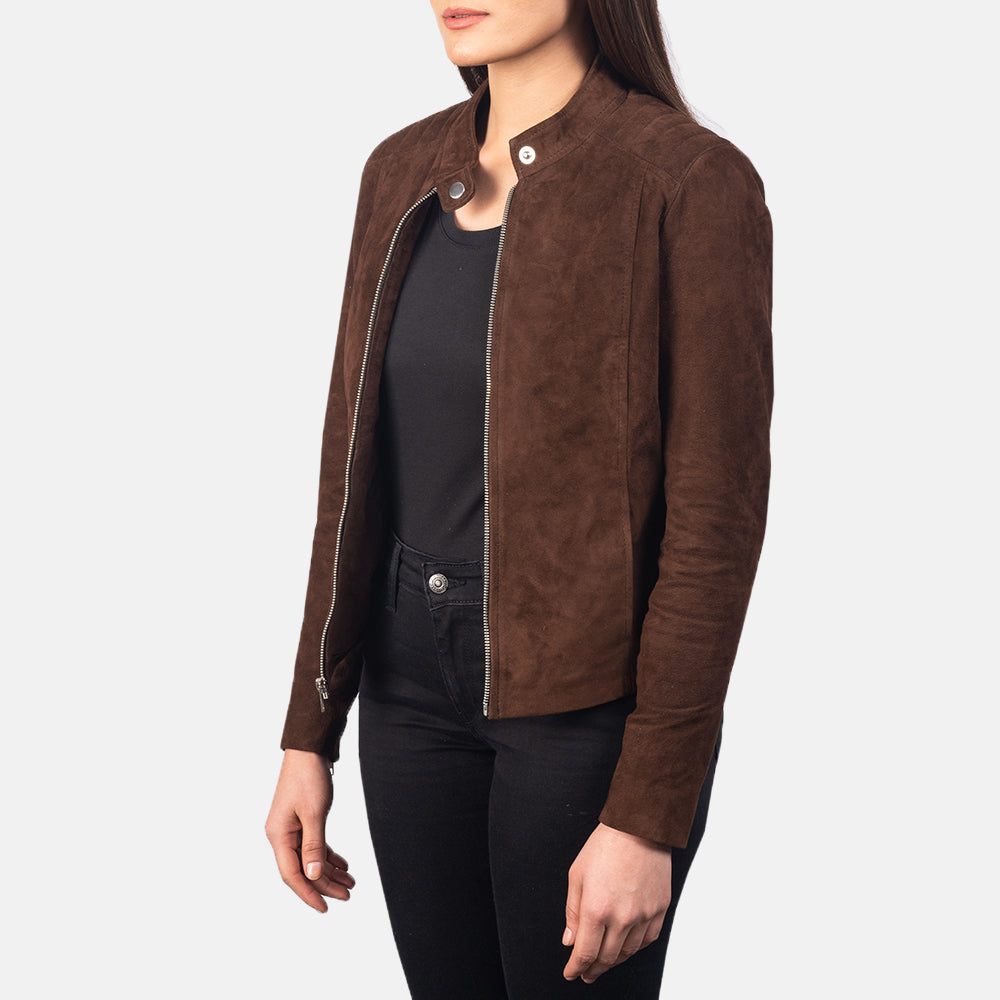 Kelsee Mocha Suede Biker Jacket