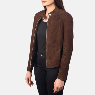 Kelsee Mocha Suede Biker Jacket