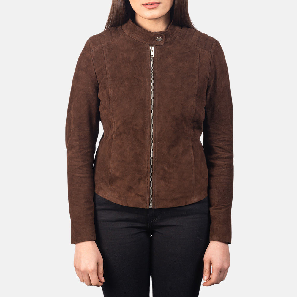 Kelsee Mocha Suede Biker Jacket