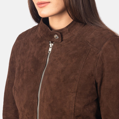 Kelsee Mocha Suede Biker Jacket