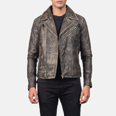 Danny Quilted Brown Leather Biker Jacket