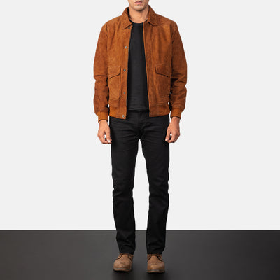 Coffmen Brown Suede Bomber Jacket