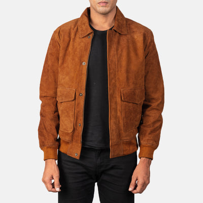 Coffmen Brown Suede Bomber Jacket