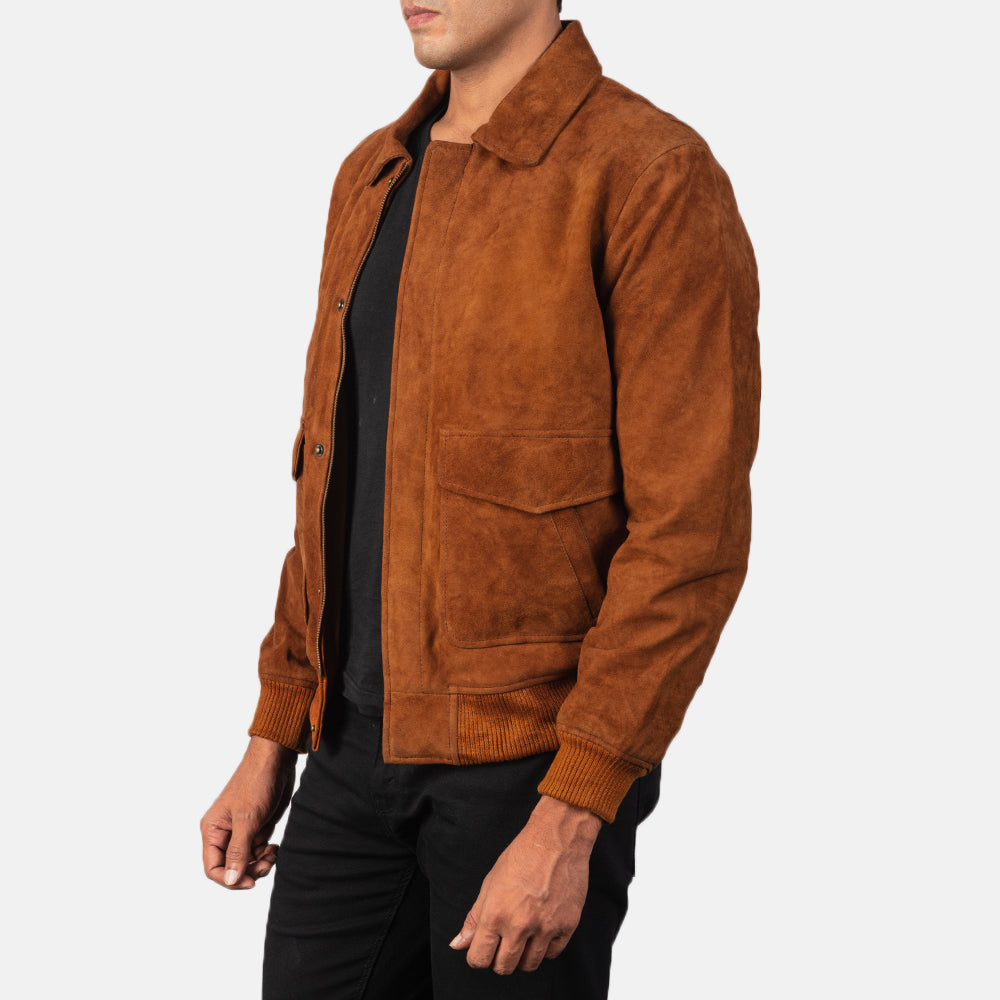 Coffmen Brown Suede Bomber Jacket
