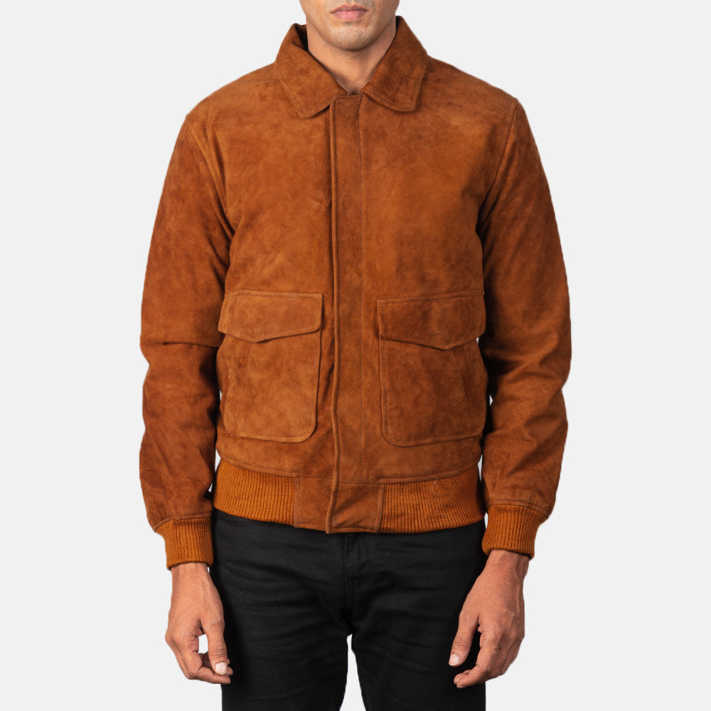 Coffmen Brown Suede Bomber Jacket