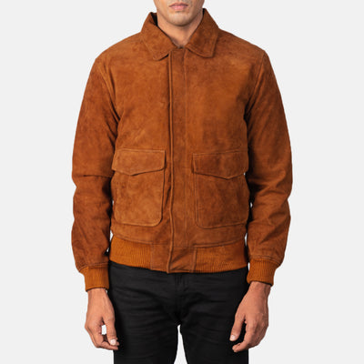 Coffmen Brown Suede Bomber Jacket