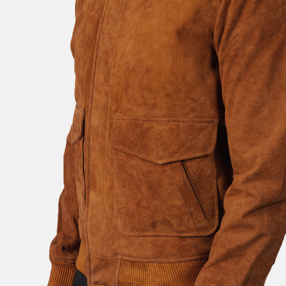 Coffmen Brown Suede Bomber Jacket