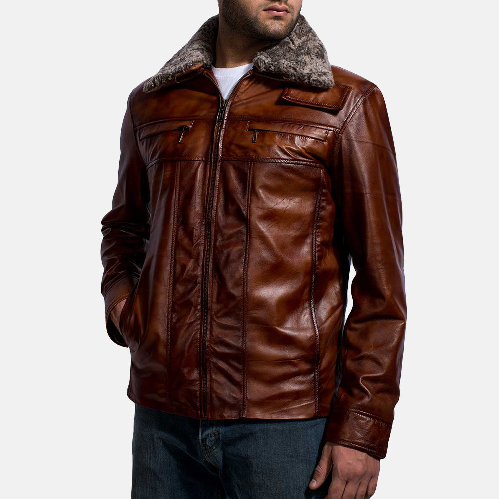 Evan Hart Fur Brown Leather Jacket