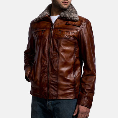 Evan Hart Fur Brown Leather Jacket