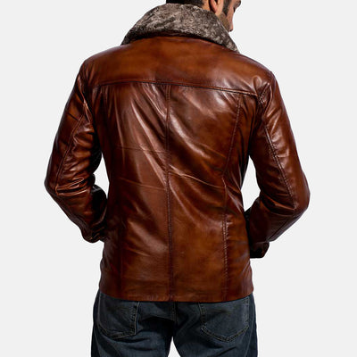Evan Hart Fur Brown Leather Jacket