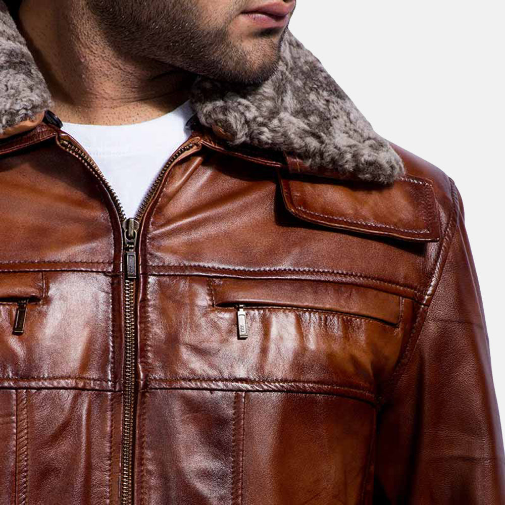 Evan Hart Fur Brown Leather Jacket