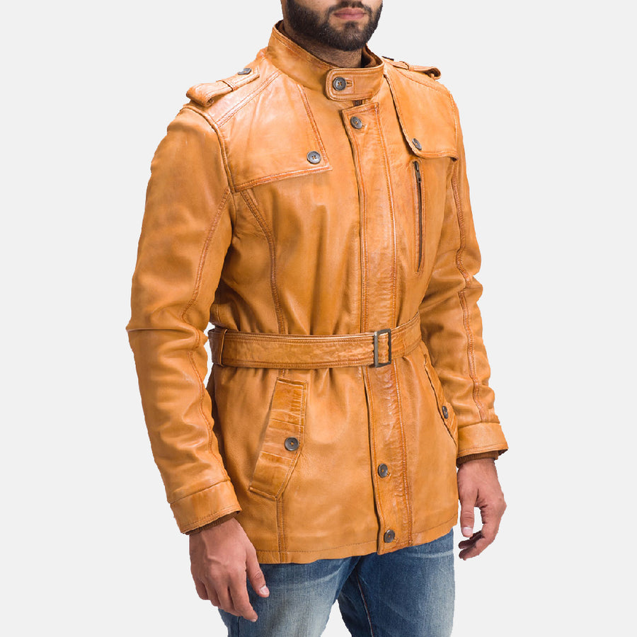 Hunter Tan Brown Fur Leather Jacket