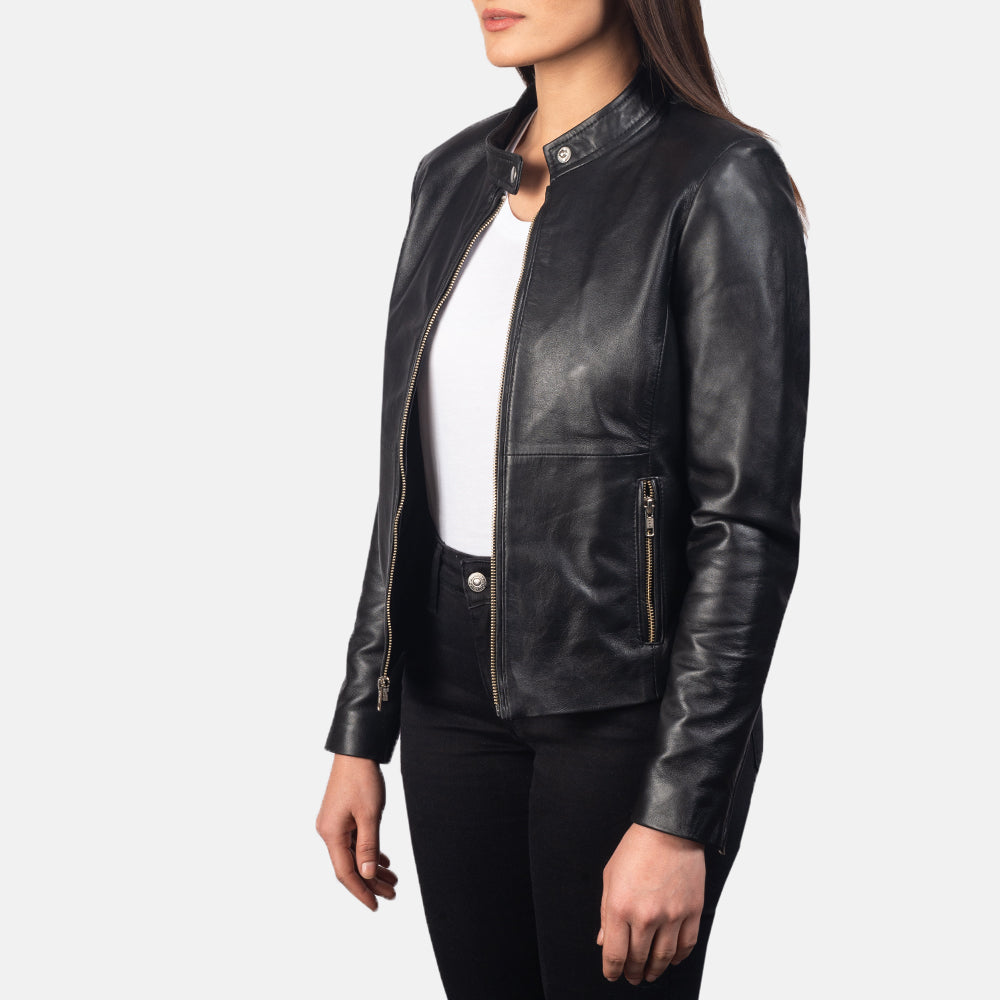 Rave Black Leather Biker Jacket