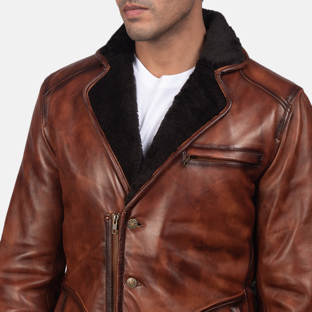 Rocky Brown Fur Leather Coat