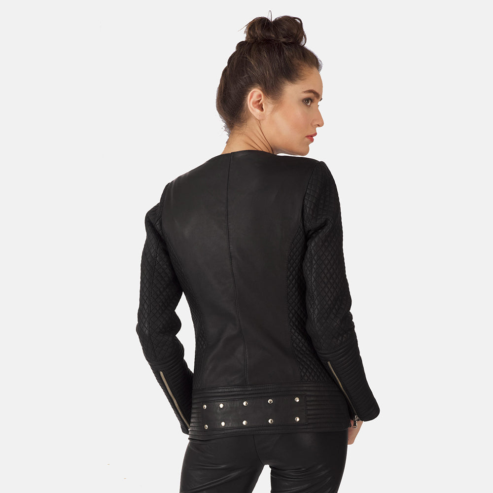 Celeste Studded Black Leather Jacket