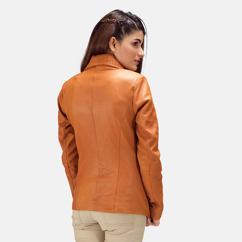 Lee Tan Brown Leather Blazer