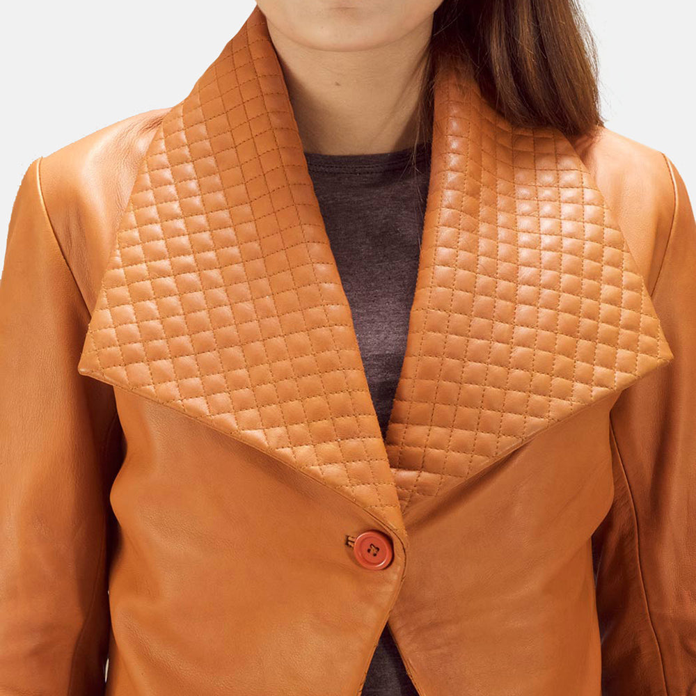 Lee Tan Brown Leather Blazer
