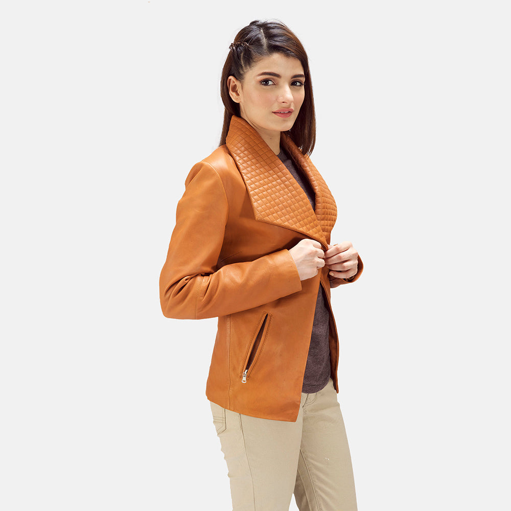 Lee Tan Brown Leather Blazer