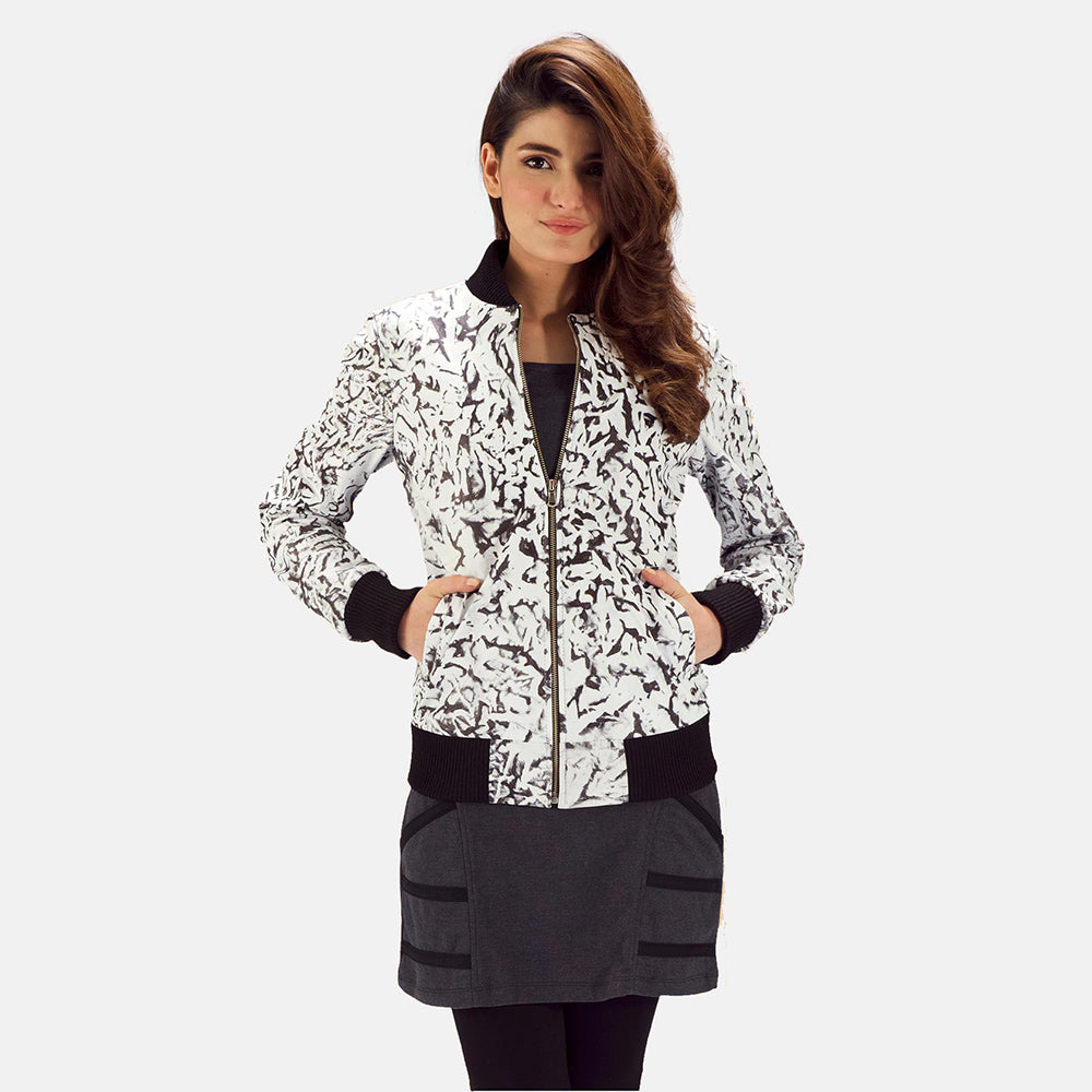 Donna Blake White Leather Bomber Jacket