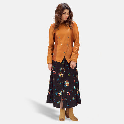 County Tan Overlap Leather Jacket