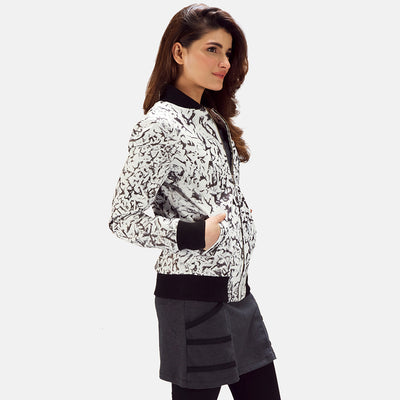 Donna Blake White Leather Bomber Jacket