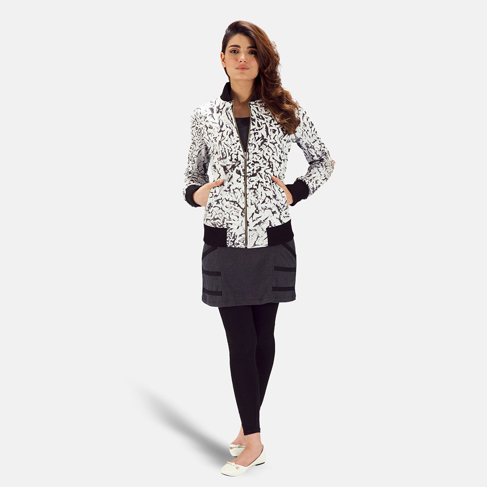 Donna Blake White Leather Bomber Jacket