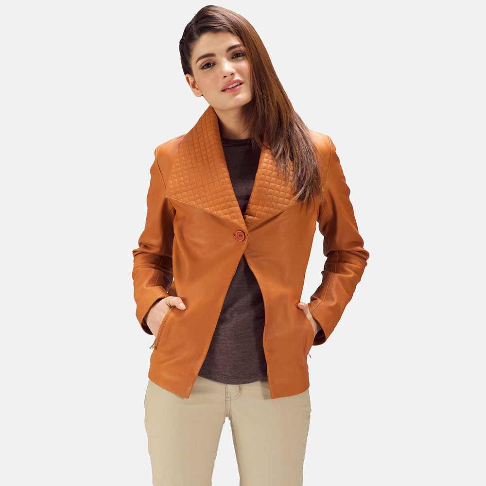 Lee Tan Brown Leather Blazer