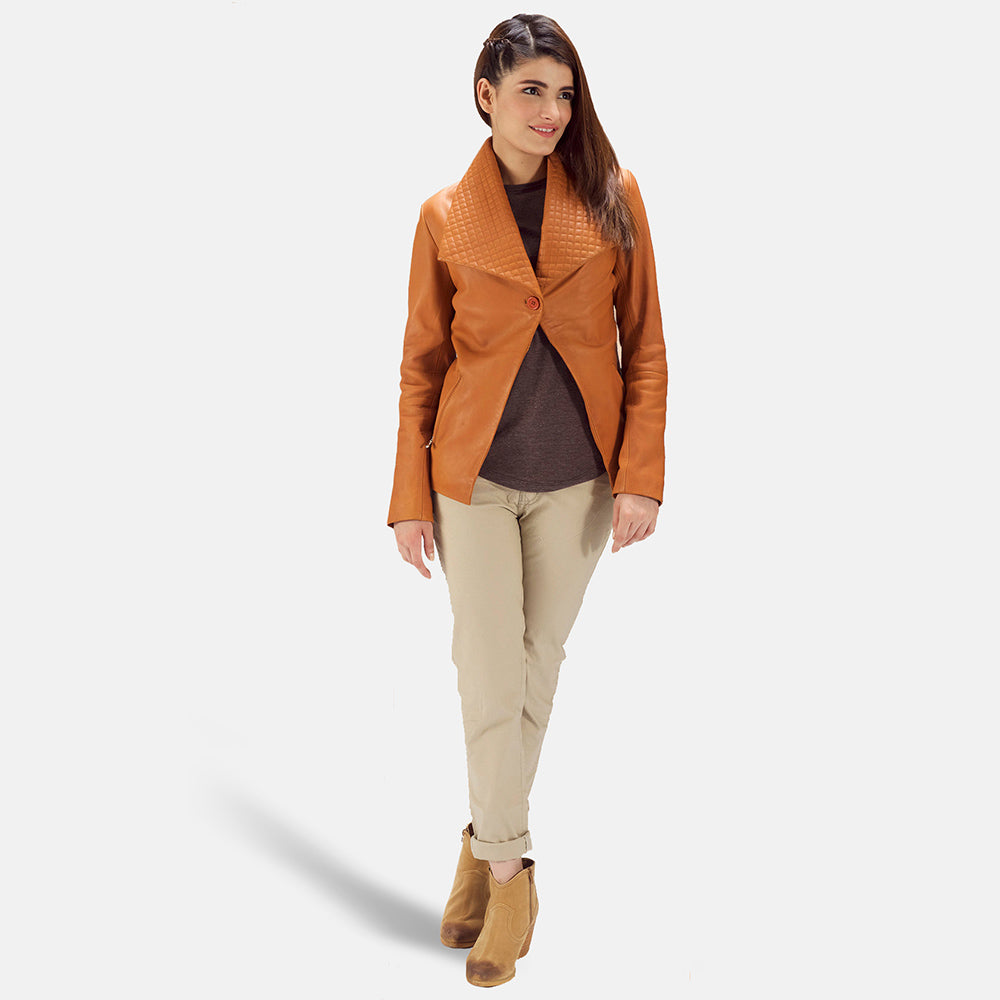 Lee Tan Brown Leather Blazer