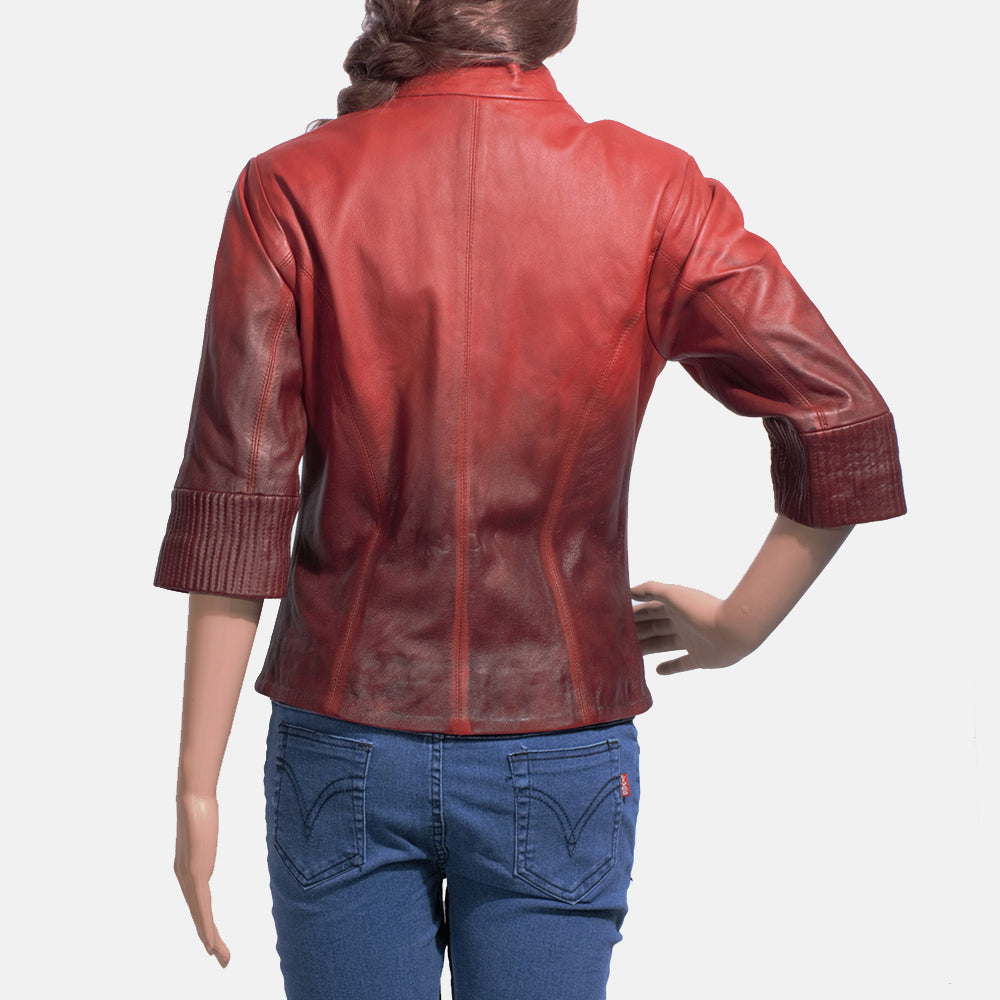 Stacy Spice Red Leather Biker Jacket