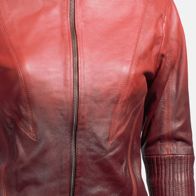 Stacy Spice Red Leather Biker Jacket