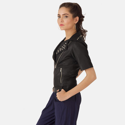 Starlet Black Leather Biker Jacket